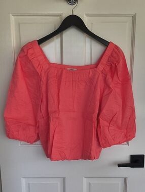 AYR The Midsummer Cotton Blouse /Top in Agua Fresca (coral pink), Size L